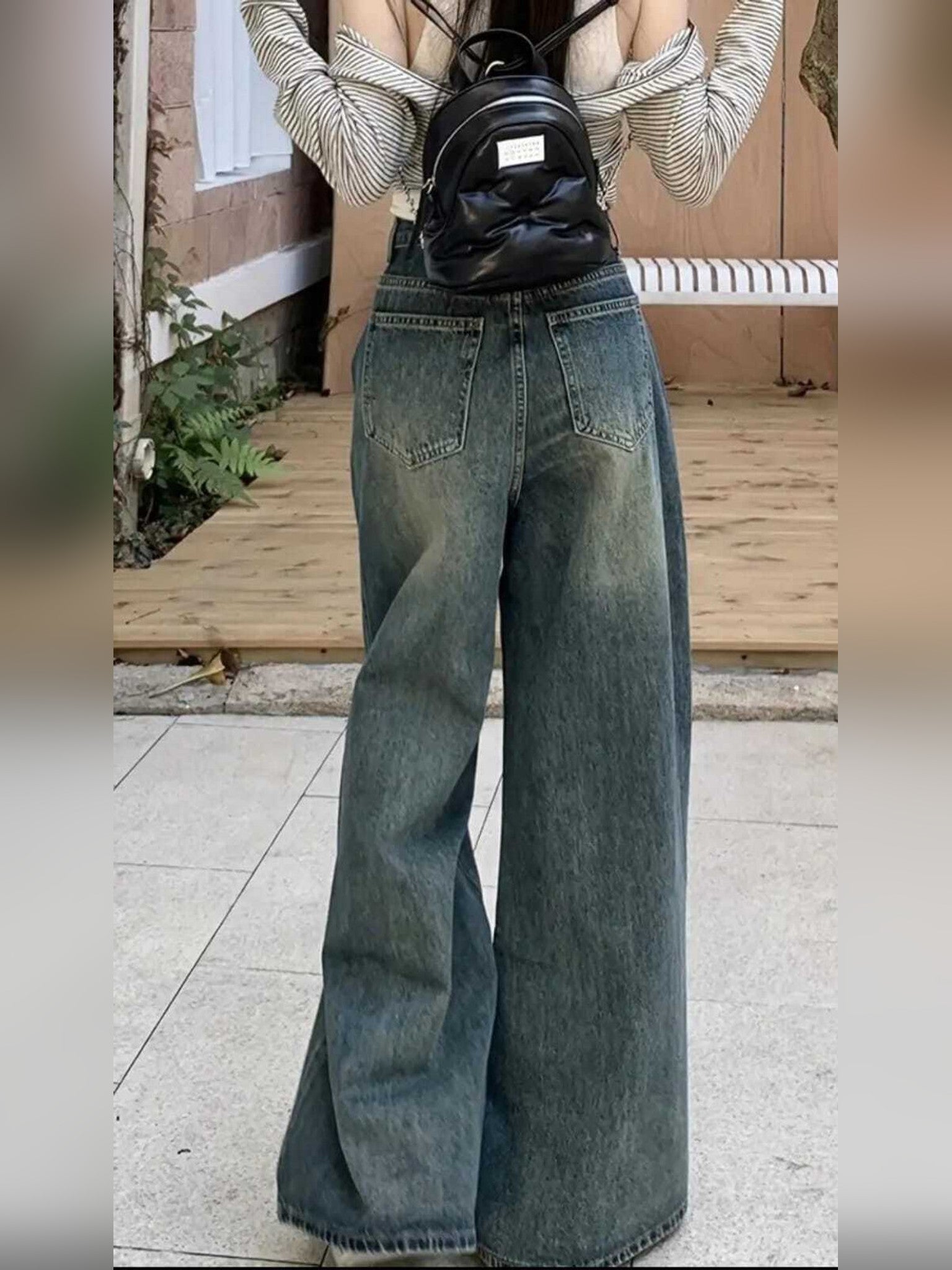 Women's Baggy Jeans — Olive Wash