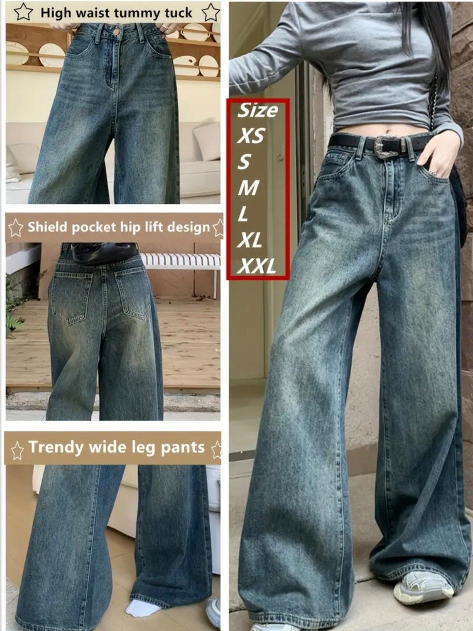 Women's Baggy Jeans — Olive Wash