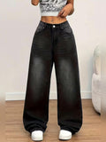 Women's Wide-Leg Jeans — Faded Black
