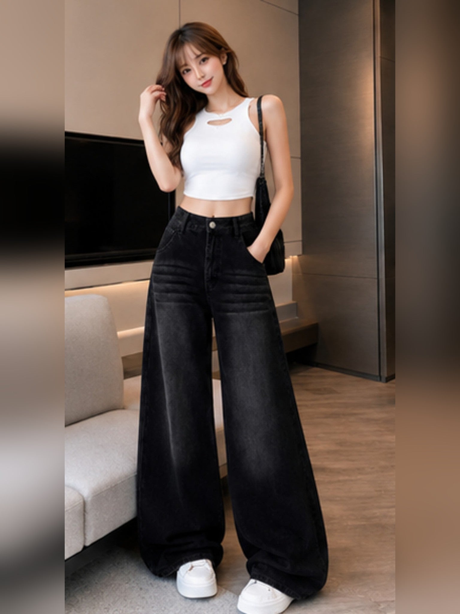 Women's Wide-Leg Jeans — Jet Black