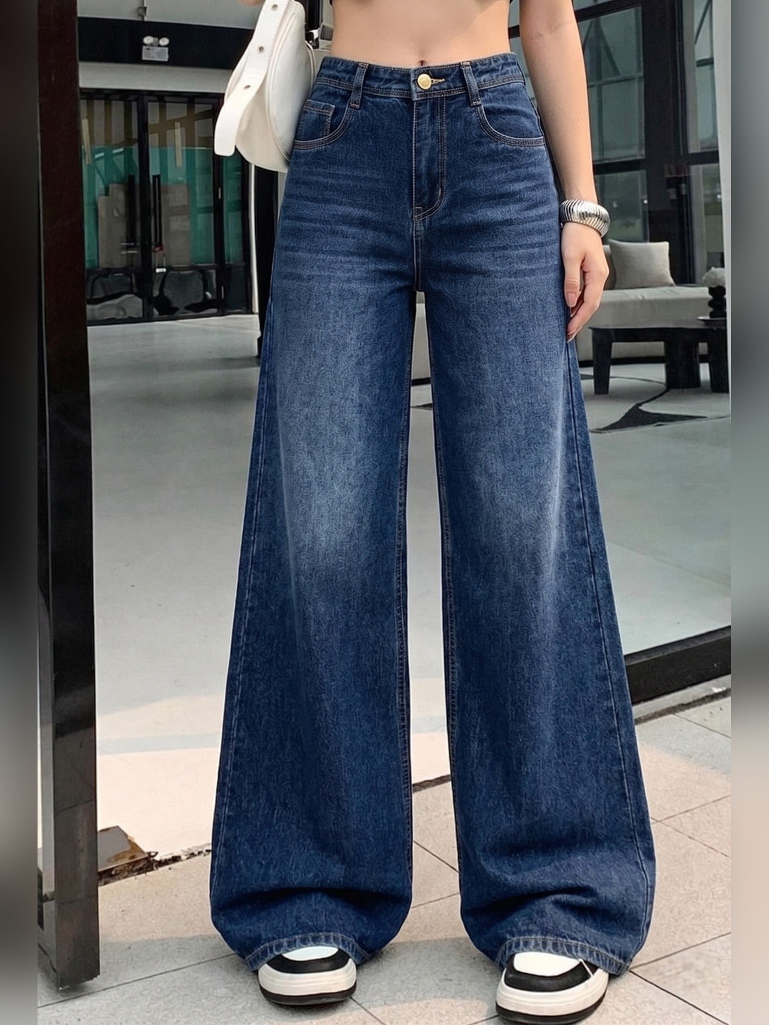 Women's Wide-Leg Jeans — Deep Indigo