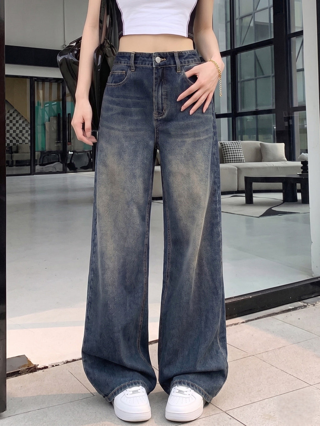Women's Wide-Leg Jeans — Stone Grey