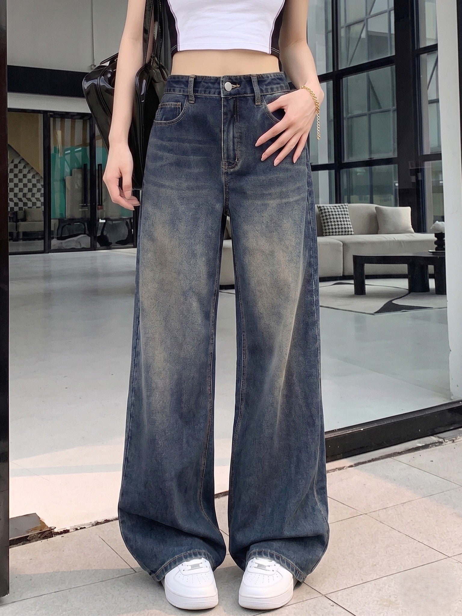 Women's Wide-Leg Jeans — Stone Grey