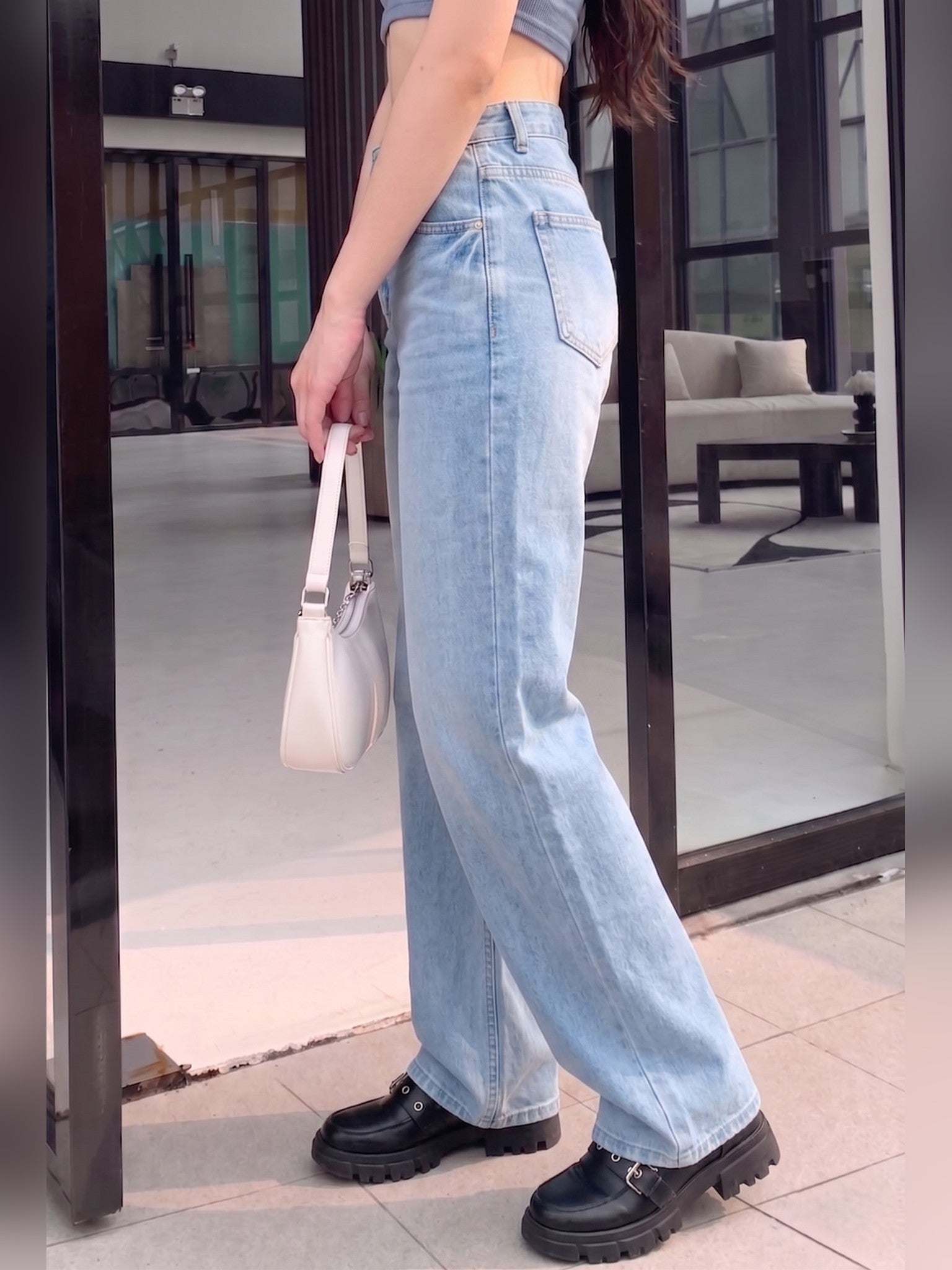 Women's Wide-Leg Jeans — Ice Blue
