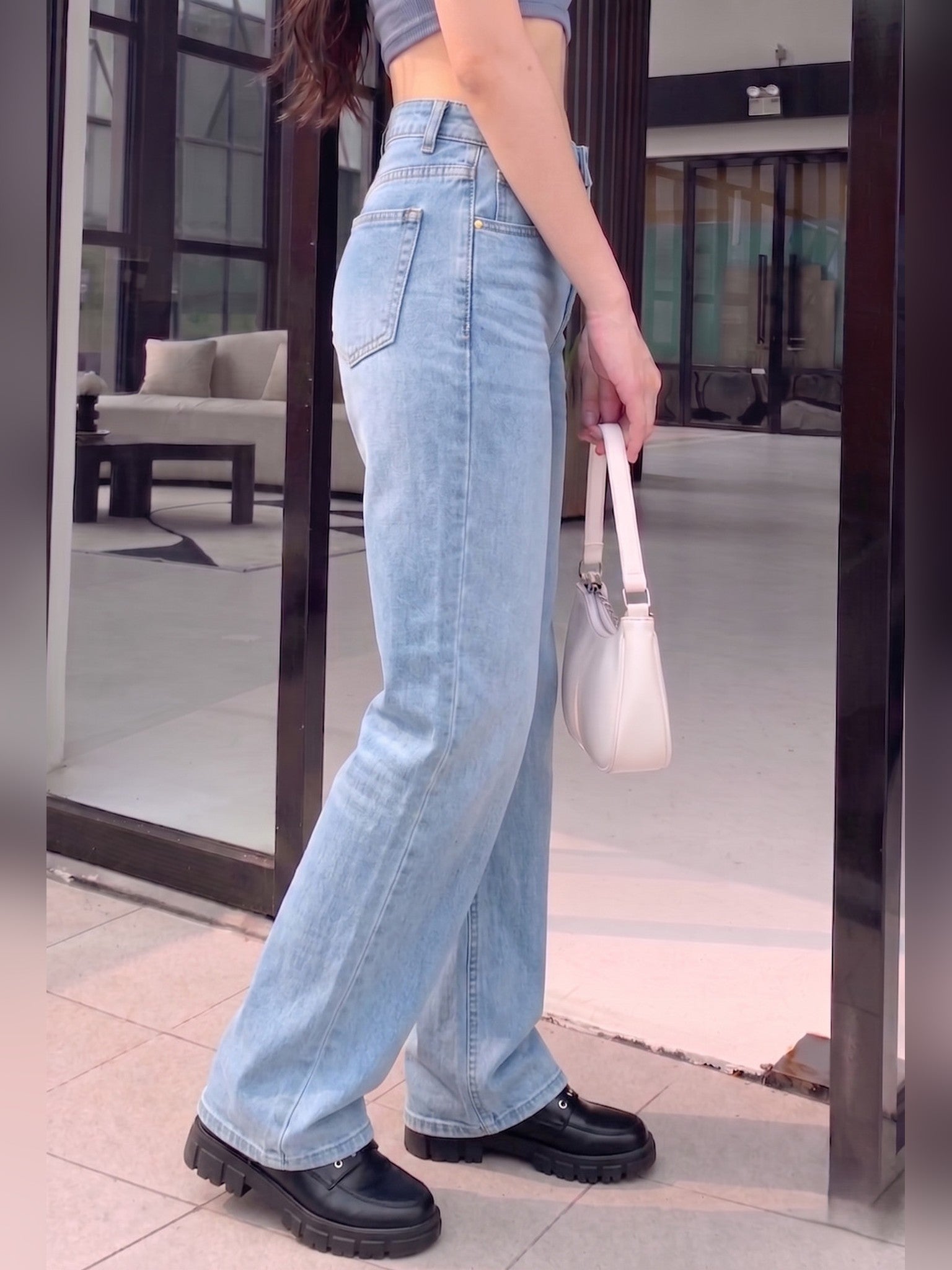 Women's Wide-Leg Jeans — Ice Blue