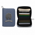 Ice blue accordion card wallet with chrome-tone hardware