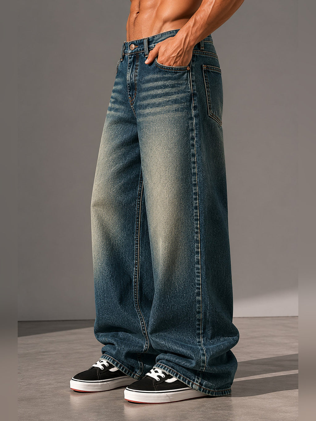 Men's Baggy Jeans — Sand Green