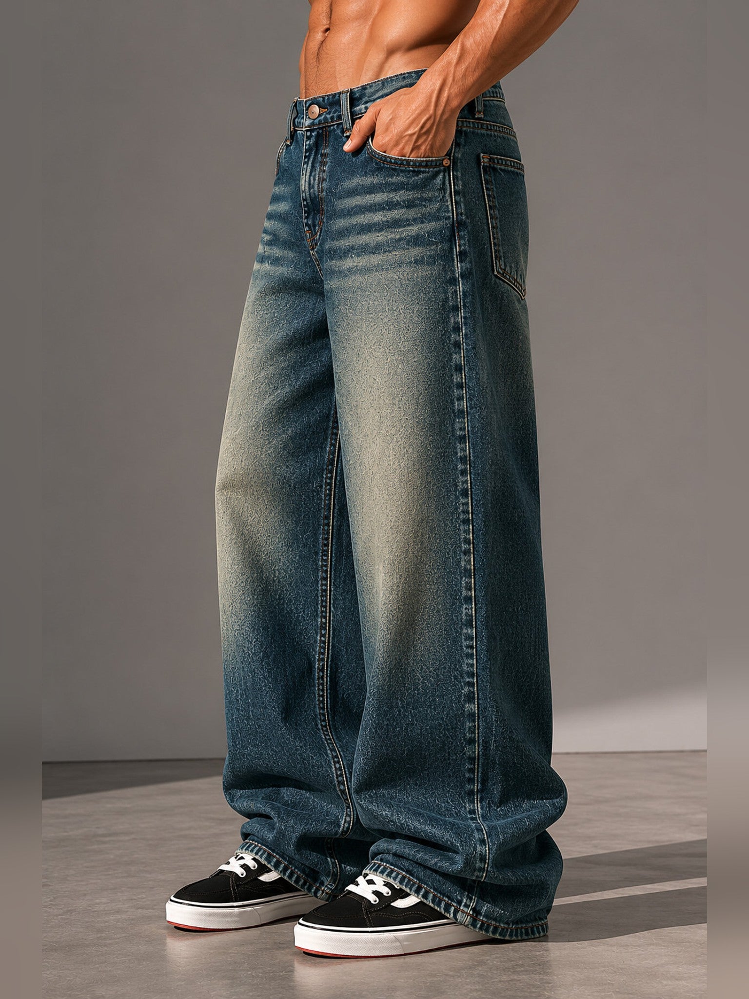 Men's Baggy Jeans — Sand Green
