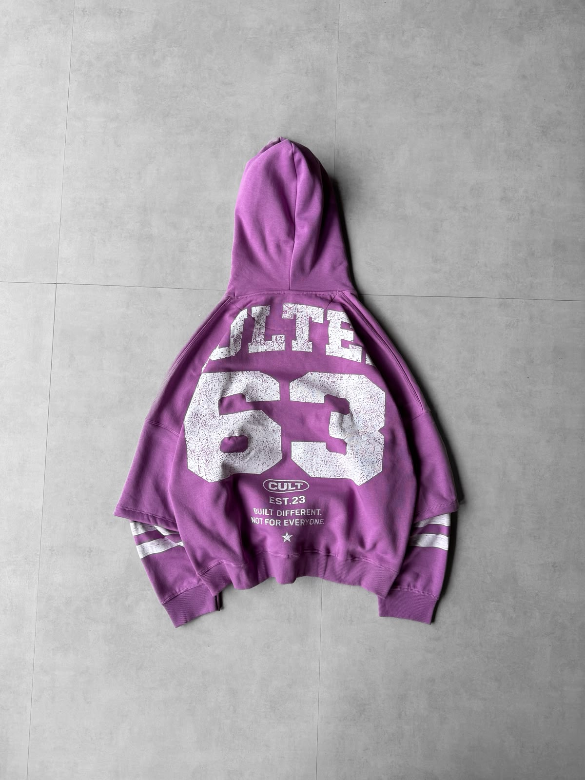 Lave 63 puff-print oversized hoodie — detail