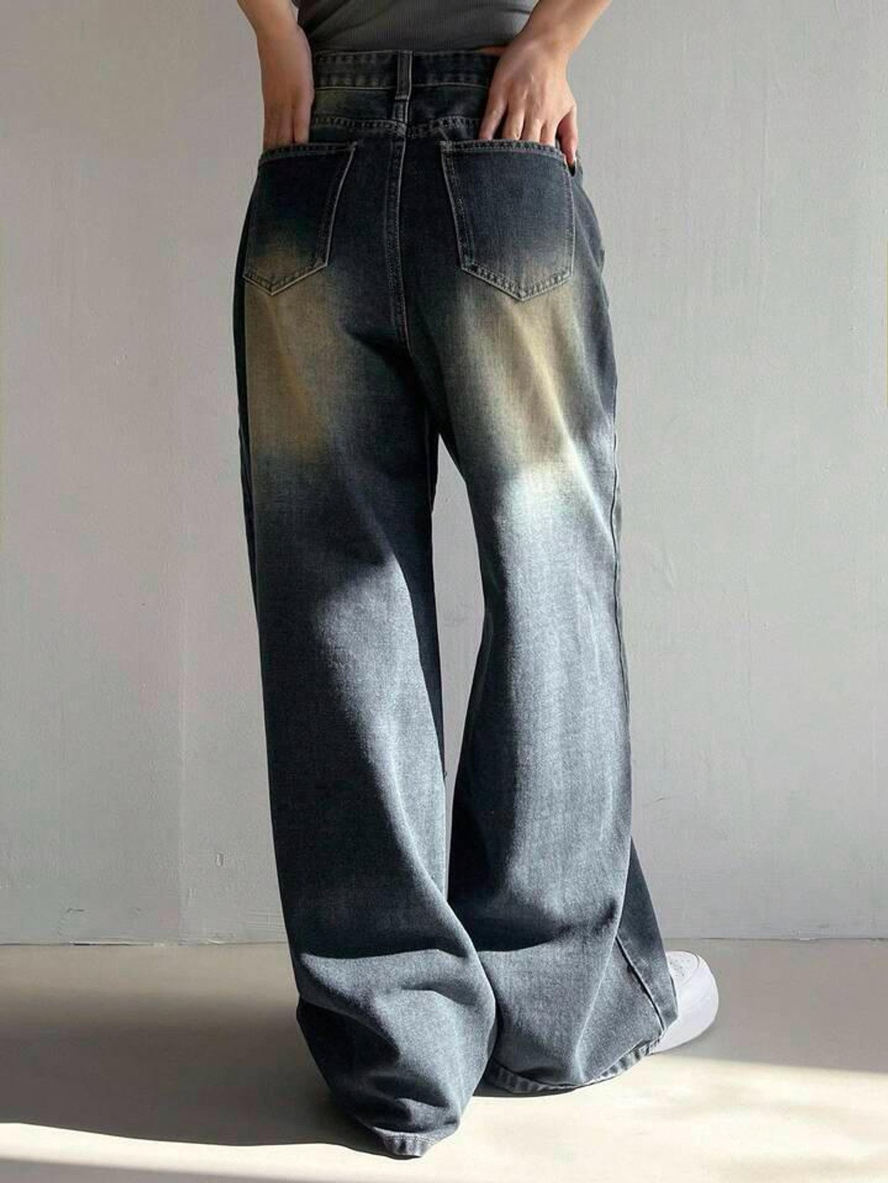 Women's Baggy Jeans — Smoke Green
