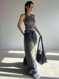 Women's Baggy Jeans — Smoke Green