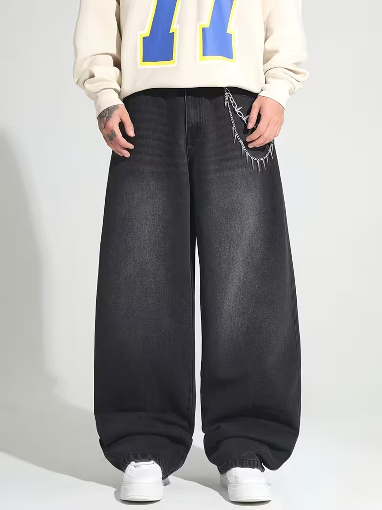 Men's Wide-Leg Jeans — Charcoal