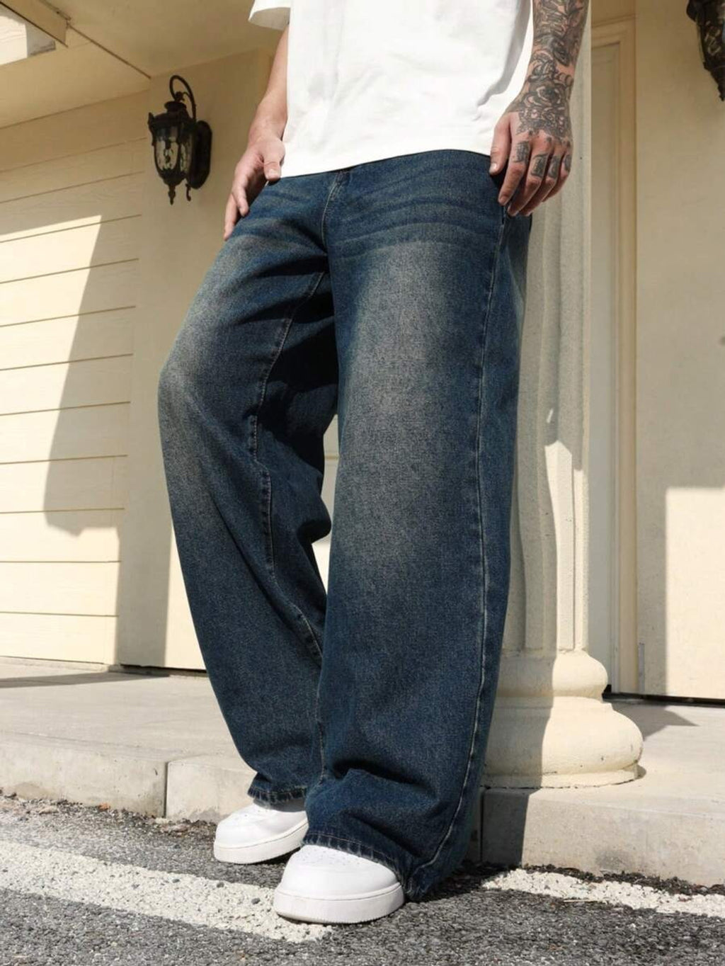 Men's Wide-Leg Jeans — Midnight Fade