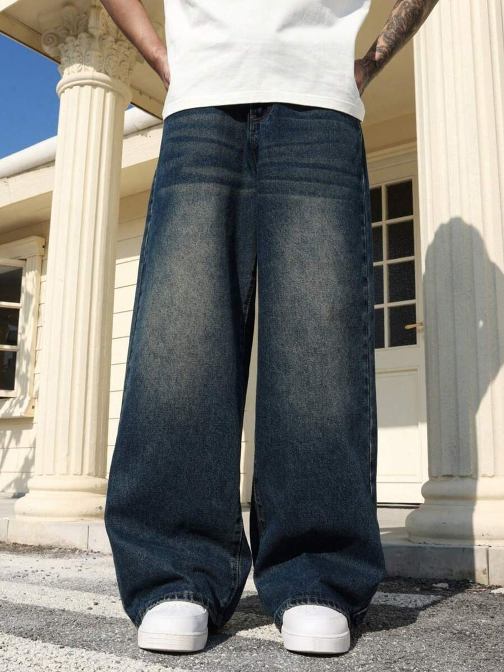 Men's Wide-Leg Jeans — Midnight Fade