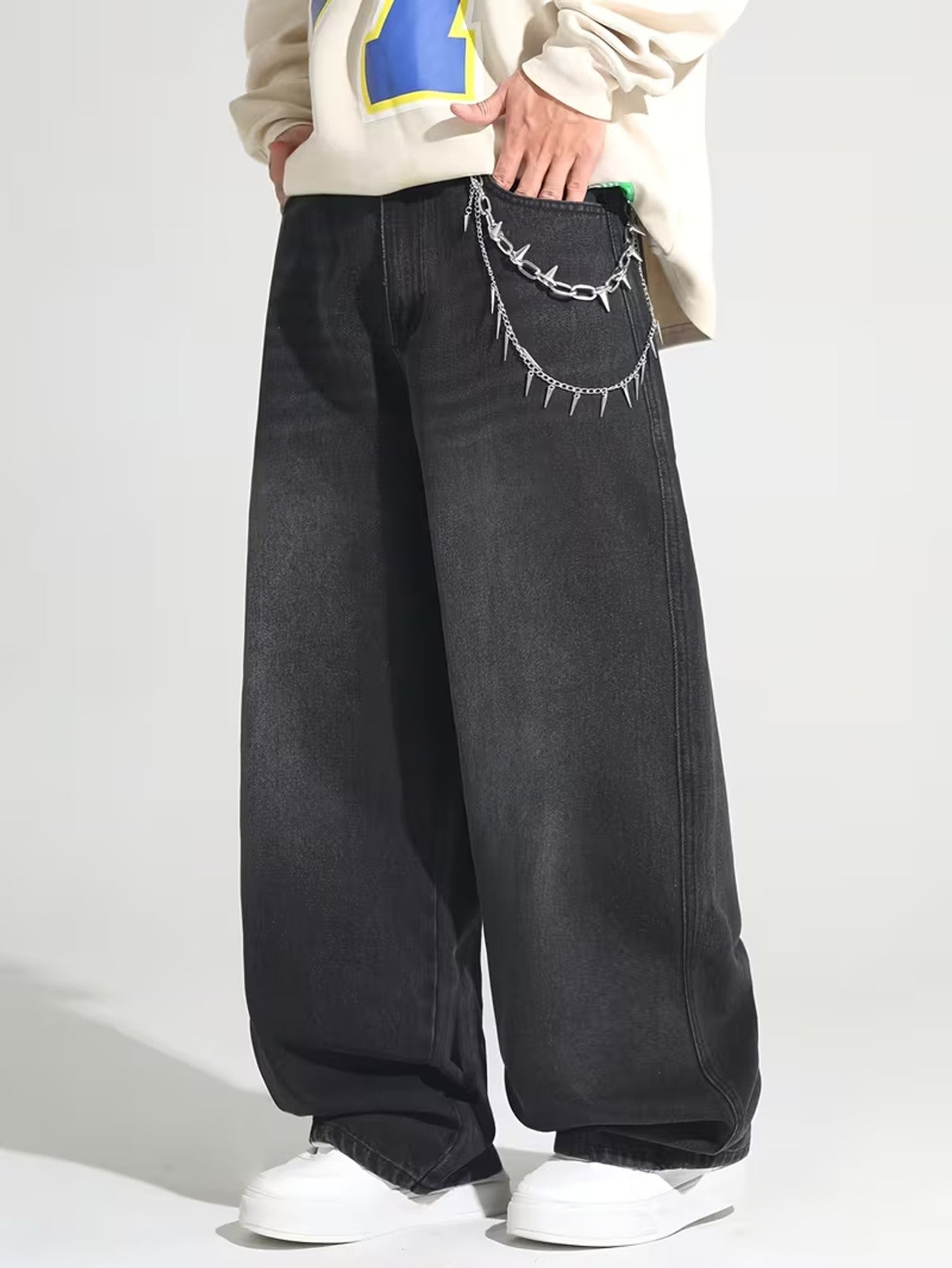Men's Wide-Leg Jeans — Charcoal