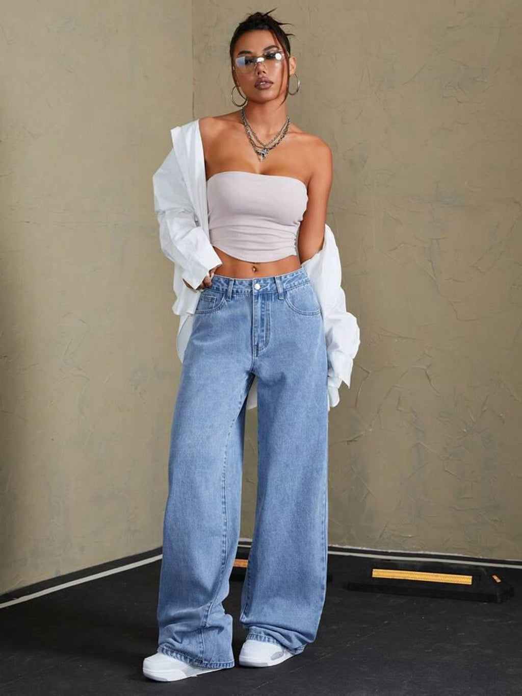 Women's Wide-Leg Jeans — Powder Blue