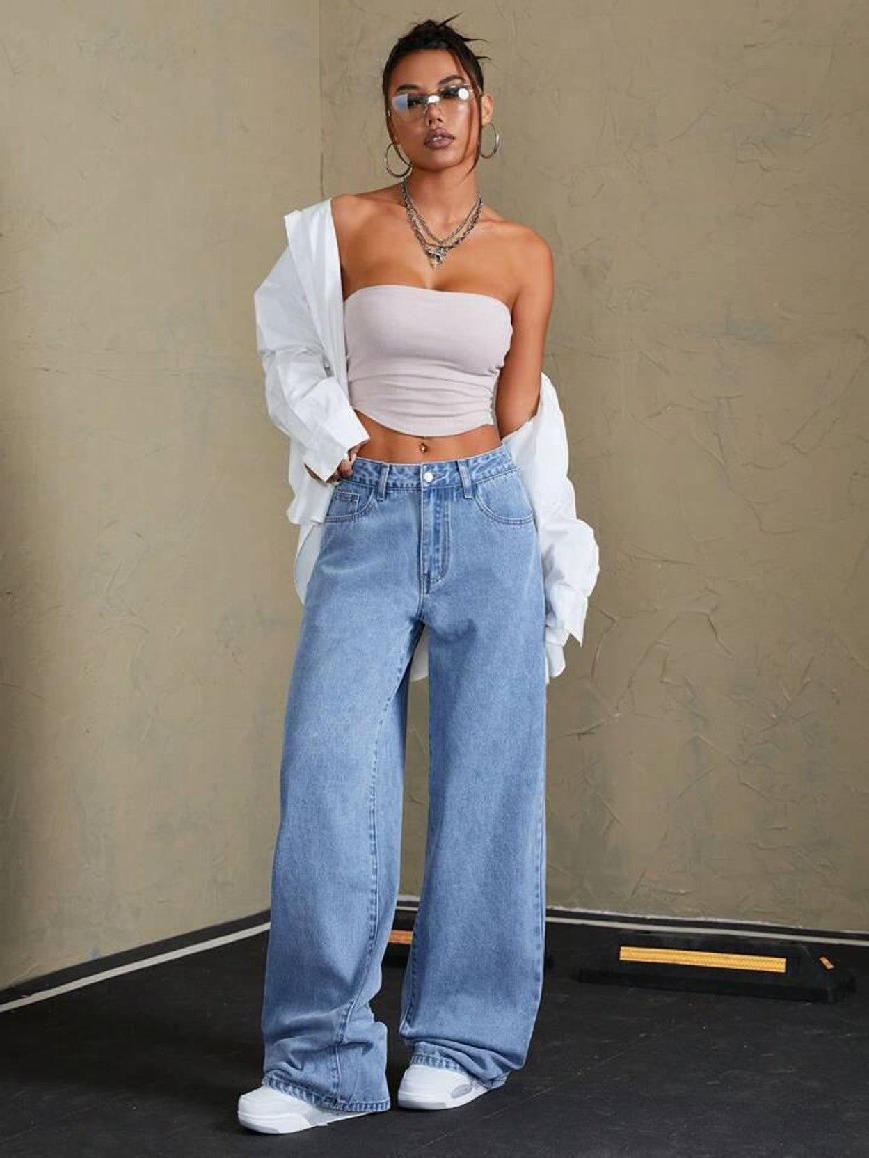 Women's Wide-Leg Jeans — Powder Blue