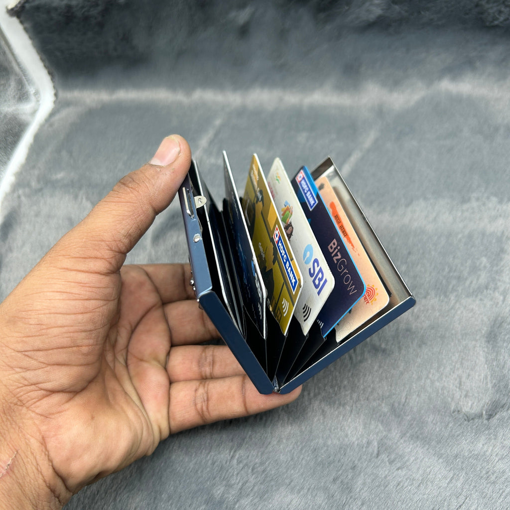 Metal card case open view