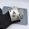 Rolling Tongue Card Holder — Brushed Silver