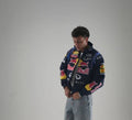 Printed biker jacket in multicolor - front