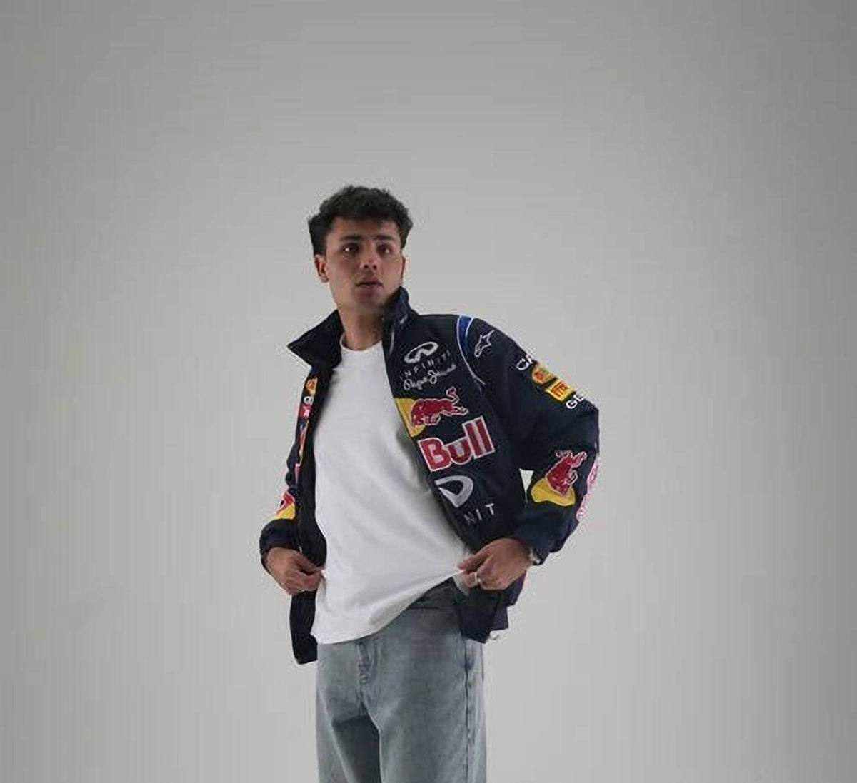 Printed biker jacket in multicolor - side