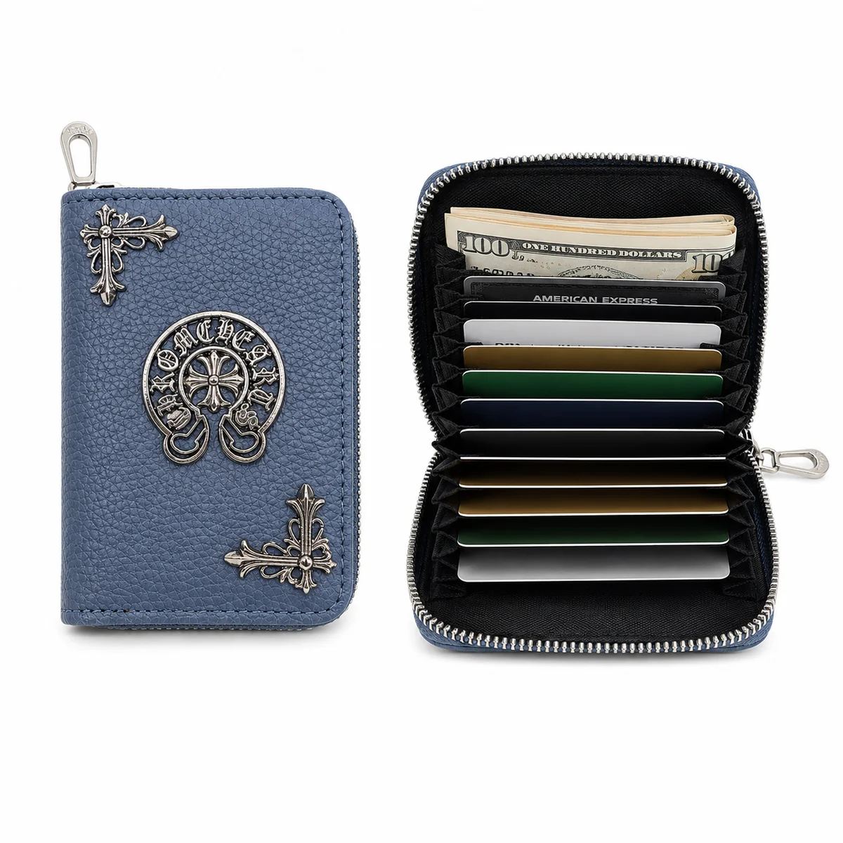 Zip-Around Card Wallet — Cobalt